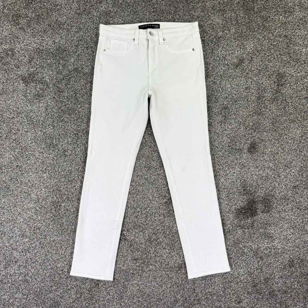 Veronica Beard Kate 10 Inch Crop Jeans Womens 26 White Slim Stretch Denim Office